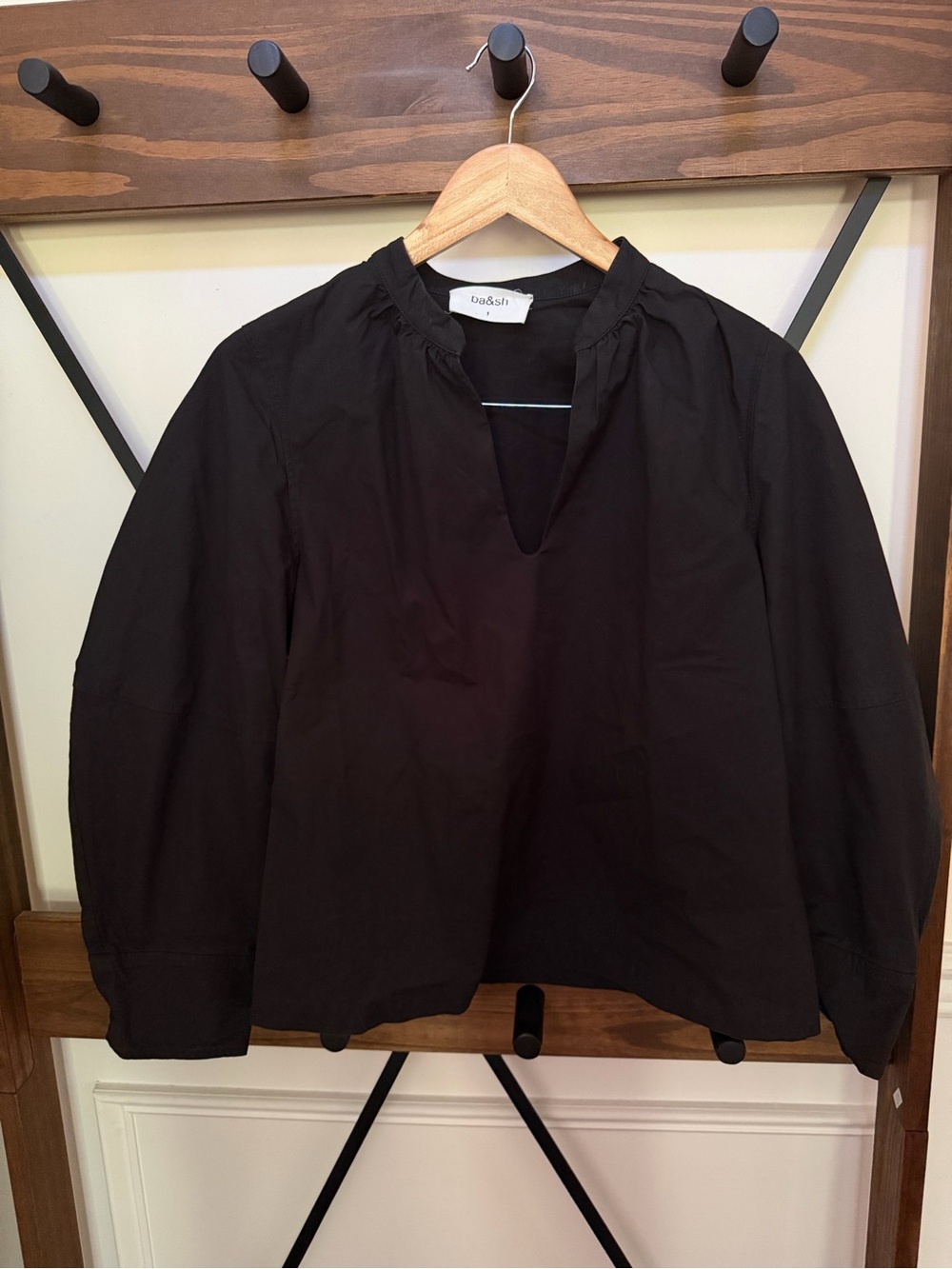 VGUC size 1 Small ba&sh black Balloon sleeve blouse top